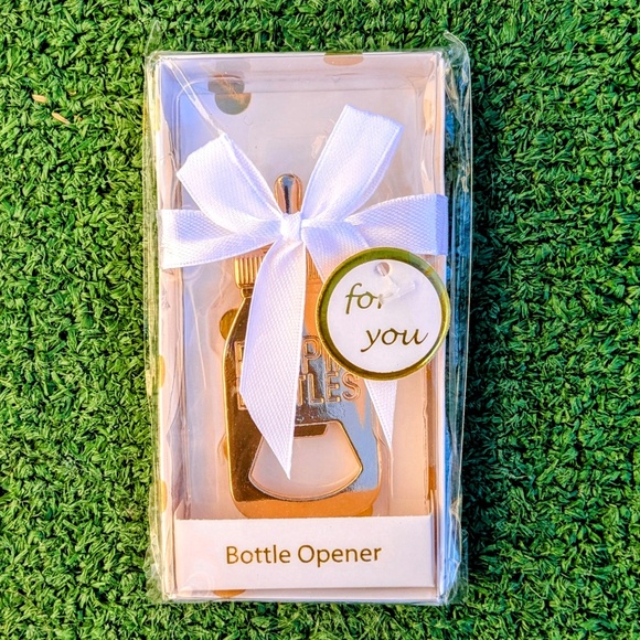 Baby Bottle Bottle Opener Baby Shower Gender Neutral Popping Bottles Gold NIP - Picture 2 of 3